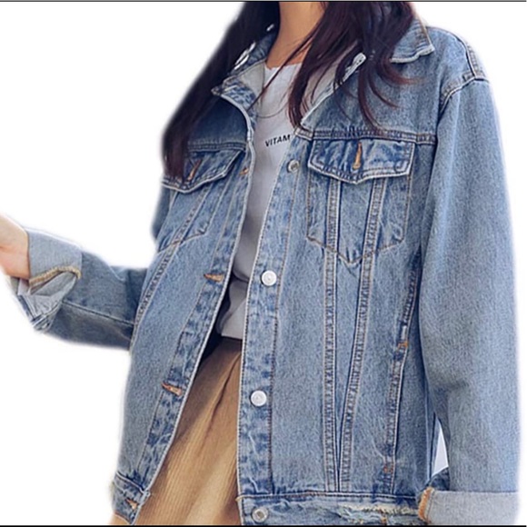 Oversized Distressed Denim Jacket - Picture 1 of 5